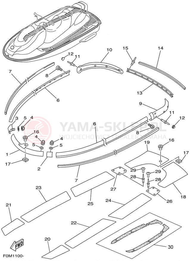 Schemat "GUNWALE - MAT" do Yamaha XL700 XL700Z