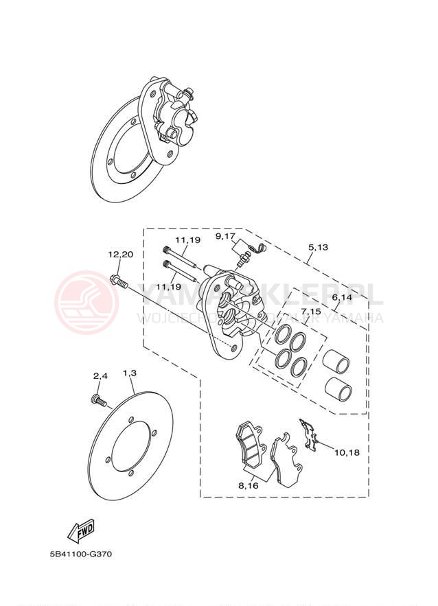 Schemat "Zacisk hamulcowy tylny" do Yamaha YXR7FDR/YXR7FDGR