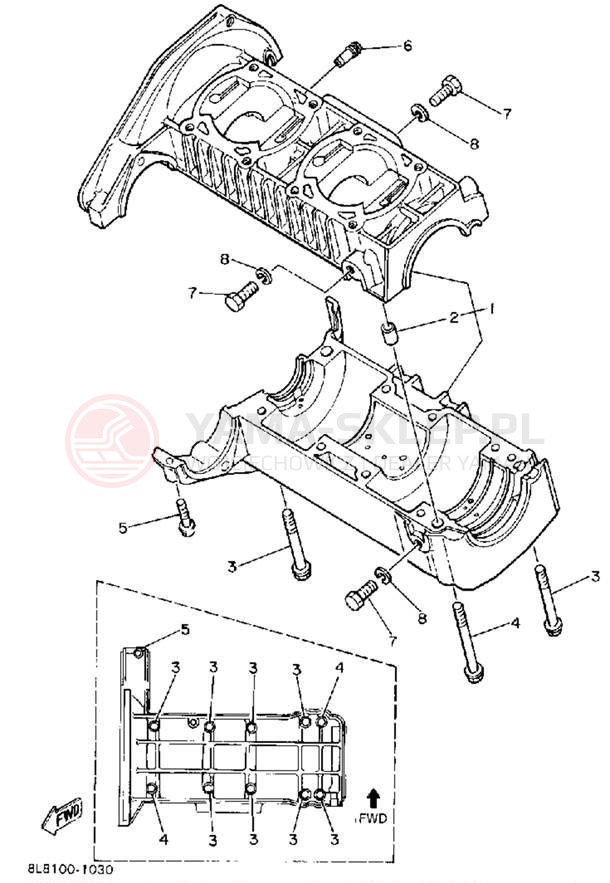 Schemat "Obudowa silnika" do Yamaha SRV SR540M