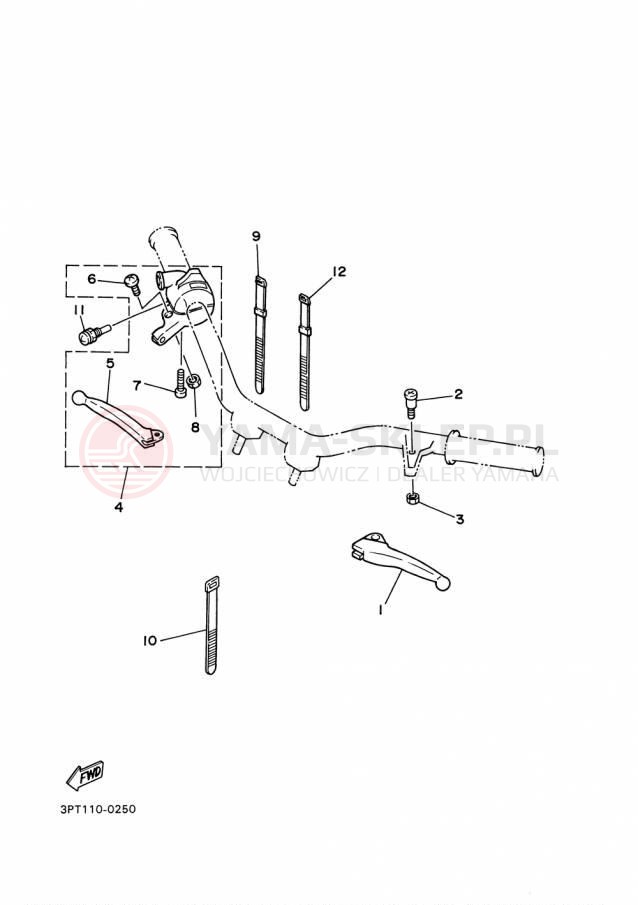 Schemat "Kierownica i osprzęt" do Yamaha PW50 PW50F1