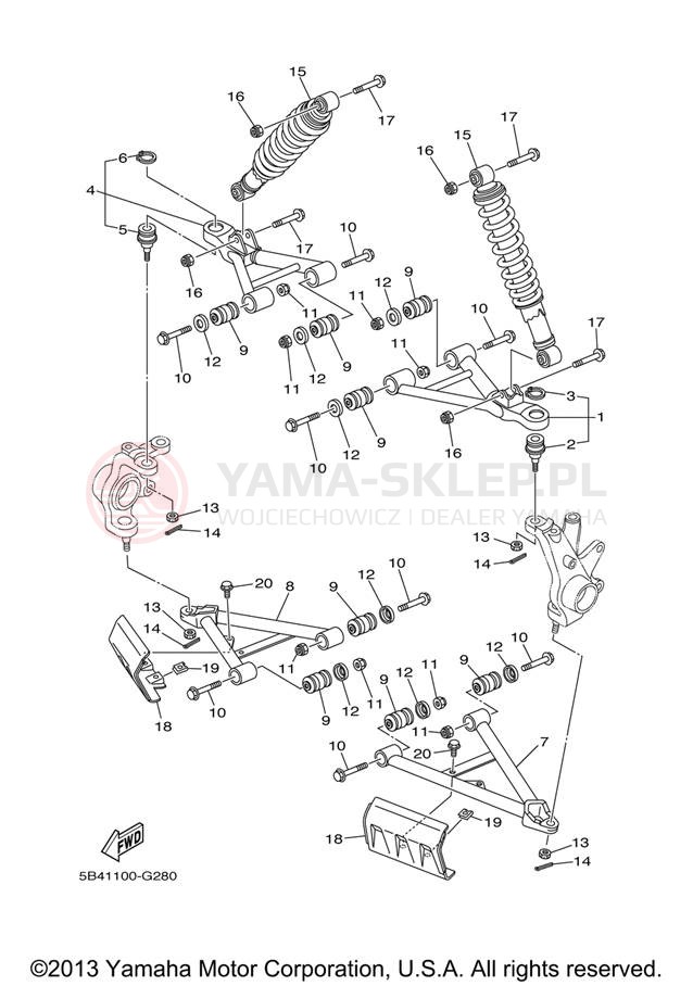 Schemat "Koło przód" do Yamaha RHINO 700FI YXR70FXR/YXR70FXGR