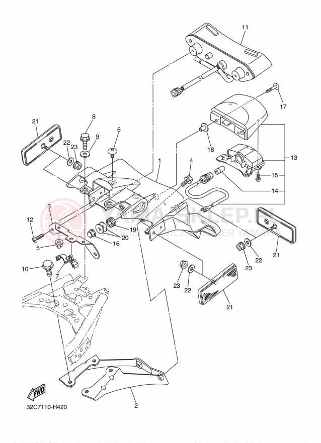 Schemat "lampa tył" do Yamaha WR250R WR25RF/WR25RFC