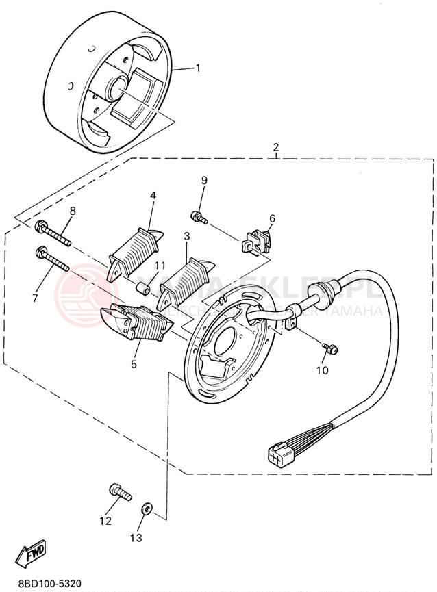 Schemat "prądnica" do Yamaha BRAVO LT BR250TD