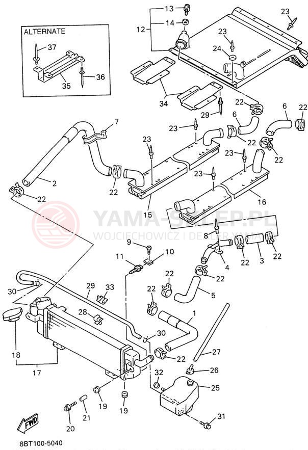 Schemat "Układ chlodzenia" do Yamaha VMAX-4 MOUNTAIN MAX VX800STW