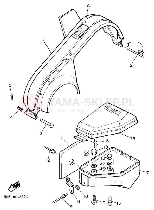 Schemat "GUARD - LUGGAGE BOX" do Yamaha SRV SR540M