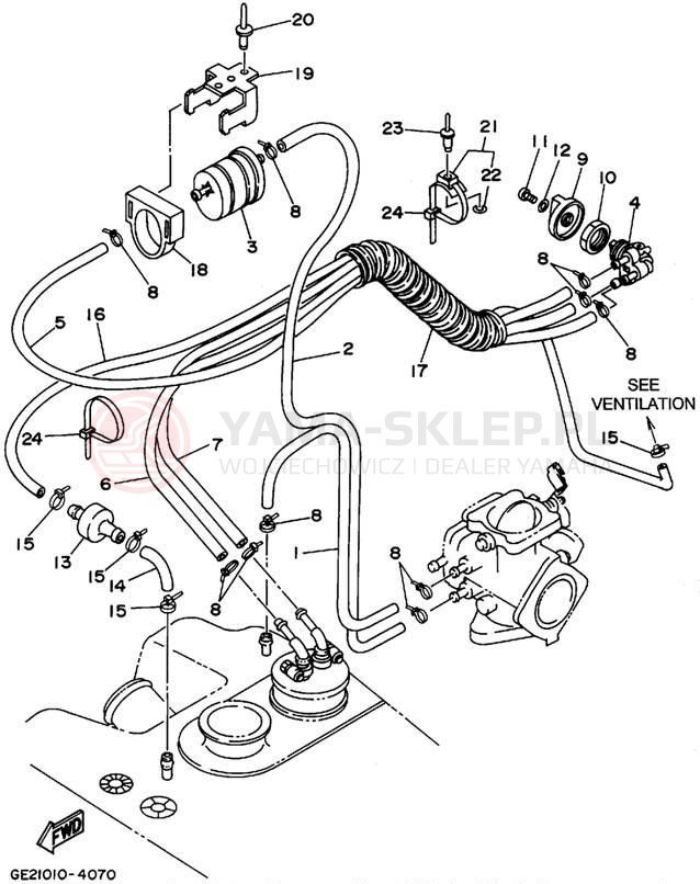 Schemat "Układ paliwowy" do Yamaha WAVE RUNNER III GP WRA700T