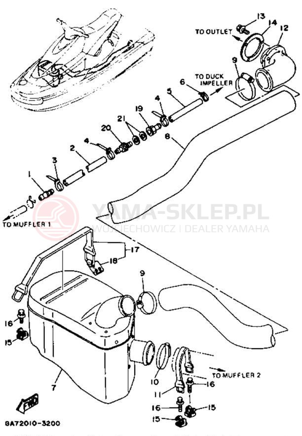 Schemat "Wydech końcowy" do Yamaha WAVE BLASTER WB700S