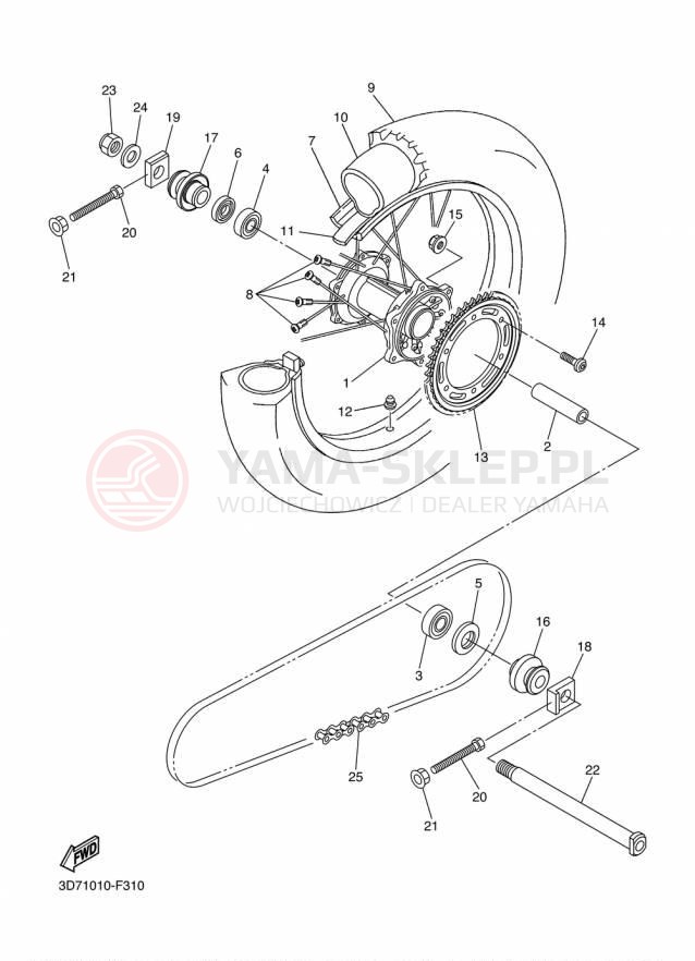 Schemat "Koło tył" do Yamaha WR250R WR25RF/WR25RFC