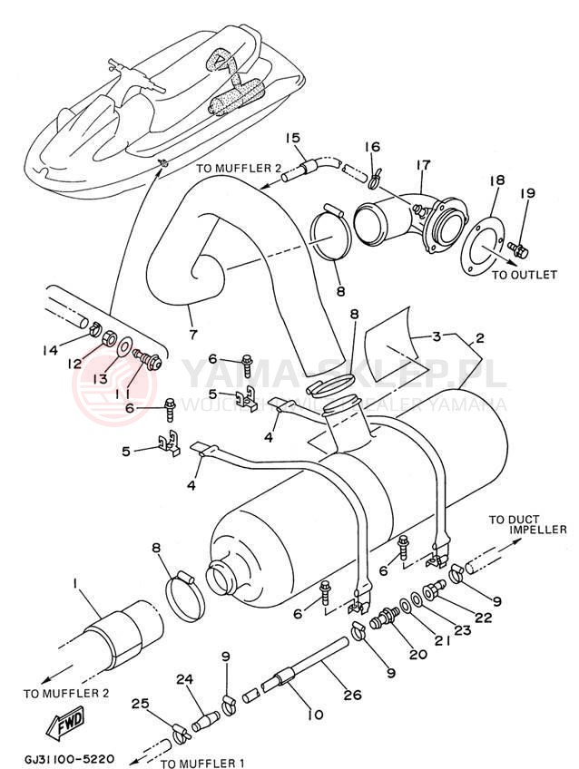 Schemat "Wydech końcowy" do Yamaha WAVE VENTURE 700 WVT700U