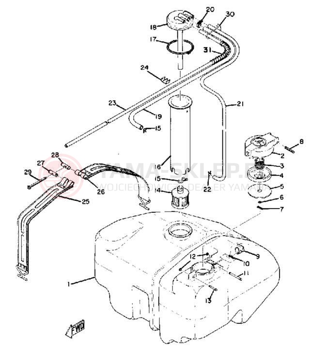 Schemat "zbiornik paliwa" do Yamaha PR440