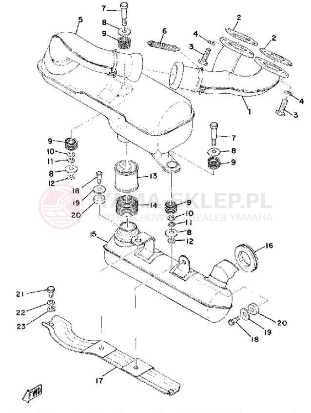 Schemat "Wydech końcowy" do Yamaha GS340A