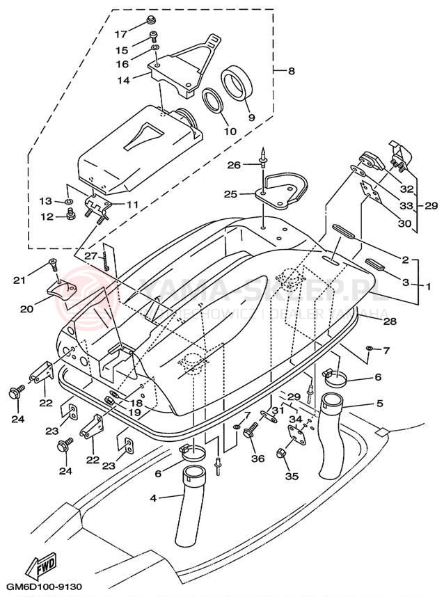 Schemat "ENGINE HATCH" do Yamaha SUPER JET SJ700AX