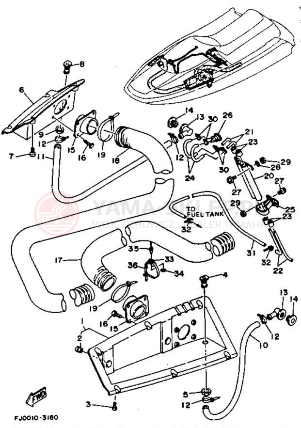 Schemat "odpowietrzenie" do Yamaha WAVE RUNNER III WRA650R