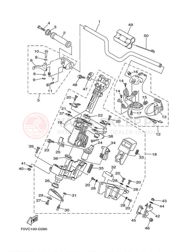 Schemat "Kierownica i osprzęt" do Yamaha WaveRunner XLT1200 XA1200AD
