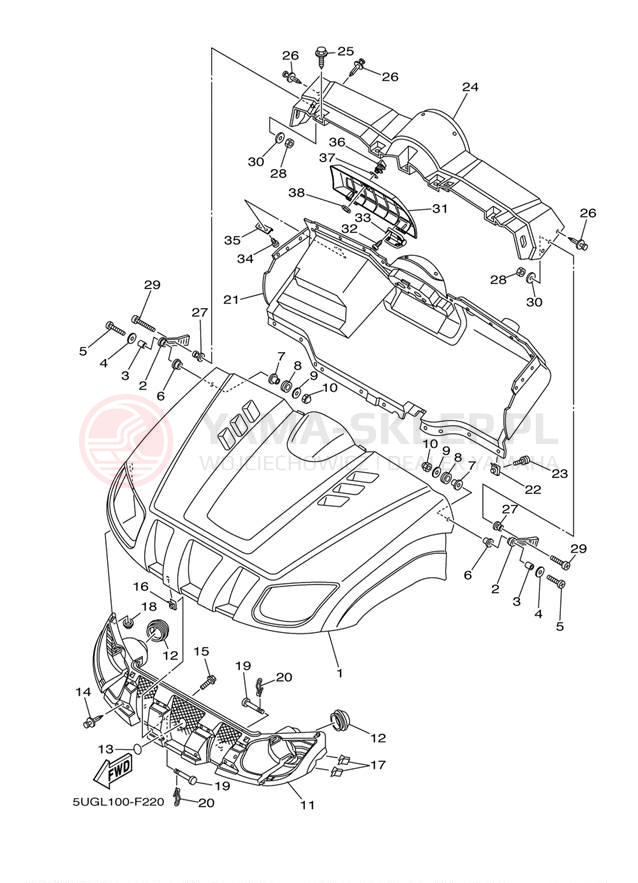 Schemat "Przedni błotnik" do Yamaha RHINO 660 YXR66FW