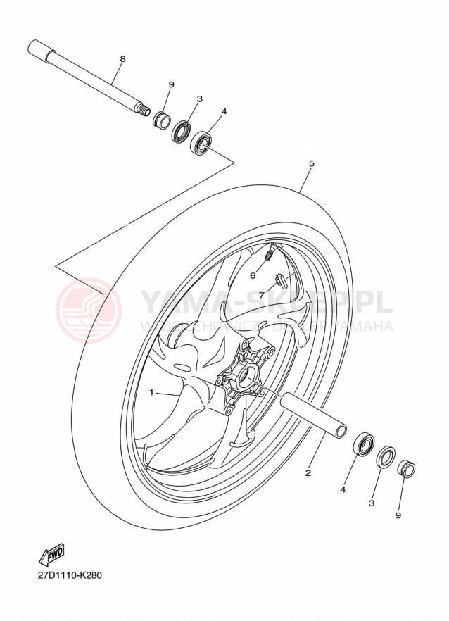 Schemat "Koło przód" do Yamaha STRYKER XVS13CFCR/XVS13CFR