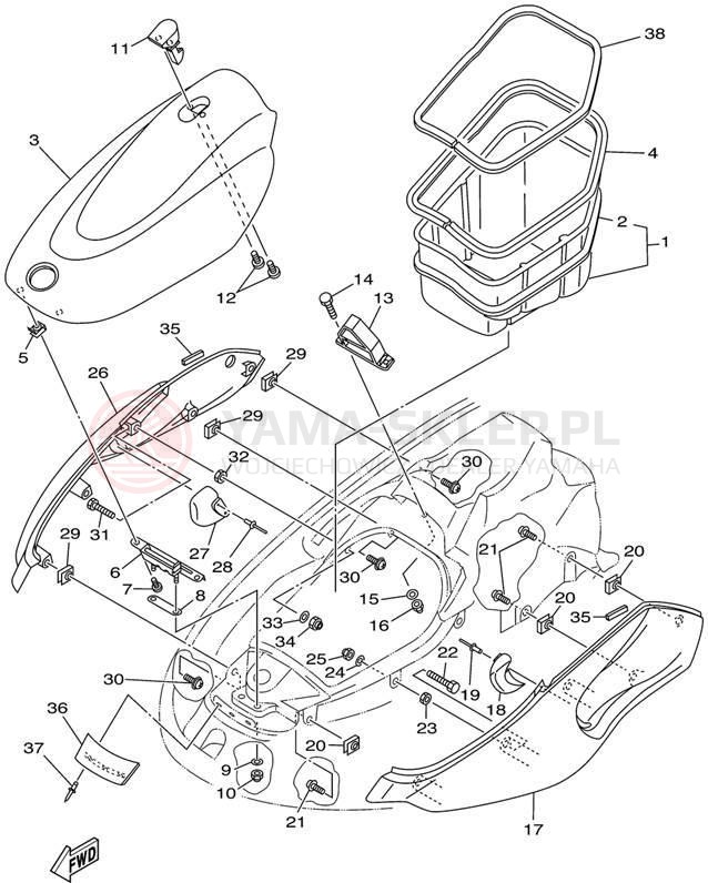 Schemat "ENGINE HATCH" do Yamaha WAVE RUNNER XL700 XL700X