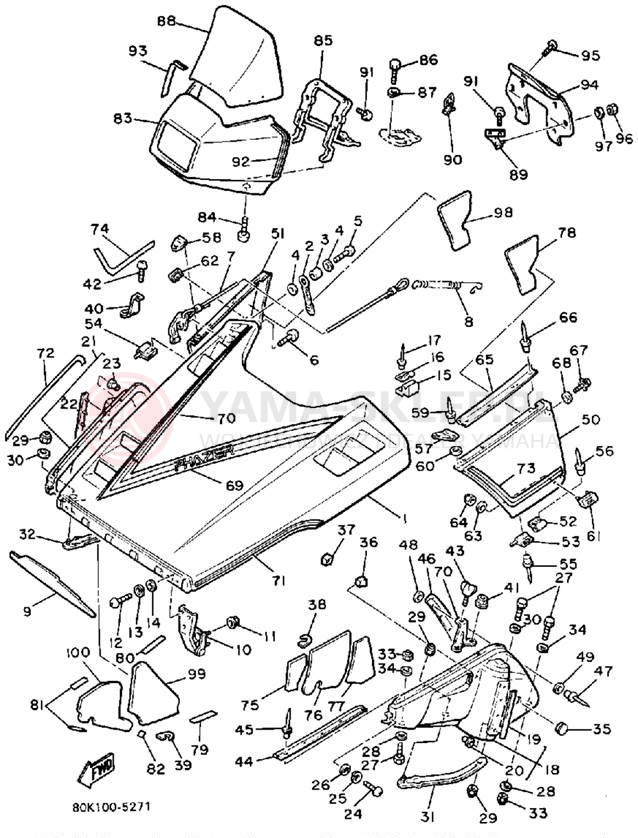 Schemat "SHROUD - WINDSHIELD" do Yamaha PHAZER PZ480J