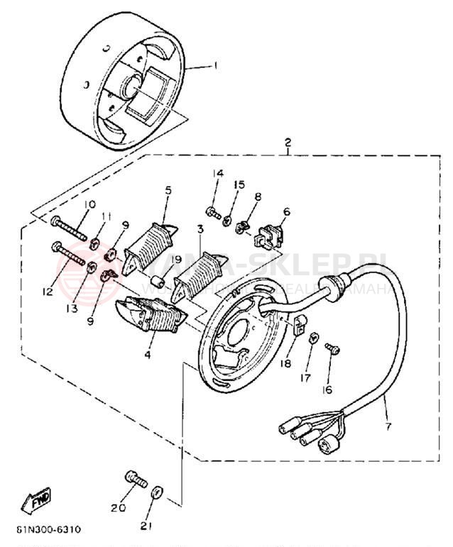 Schemat "prądnica" do Yamaha EXCEL III EC340M
