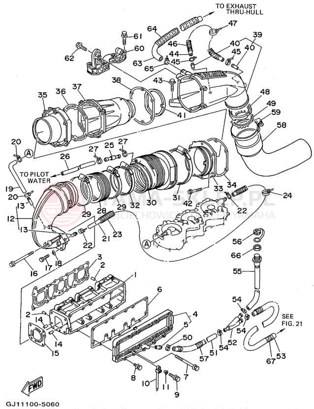 Schemat "wydech" do Yamaha WAVE RAIDER 1100 RA1100T