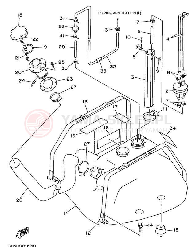 Schemat "zbiornik paliwa" do Yamaha WAVE VENTURE 1100 WVT1100U