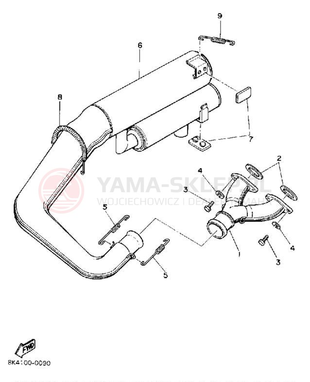 Schemat "Wydech końcowy" do Yamaha SRV SR540L