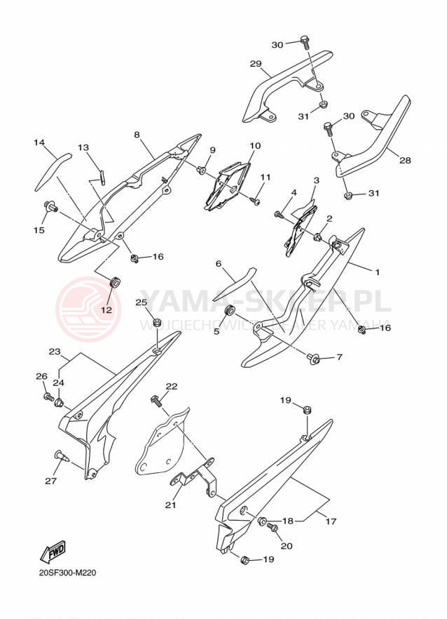 Schemat "Pokrywa boczna" do Yamaha FZ6R FZ6RFCR/FZ6RFR