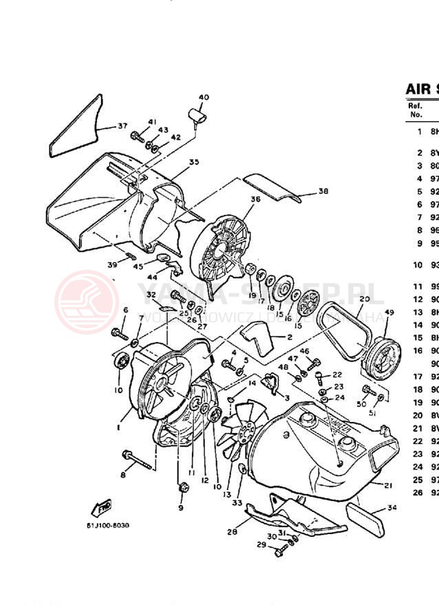 Schemat "Obudowa wentylatora" do Yamaha PZ480EK
