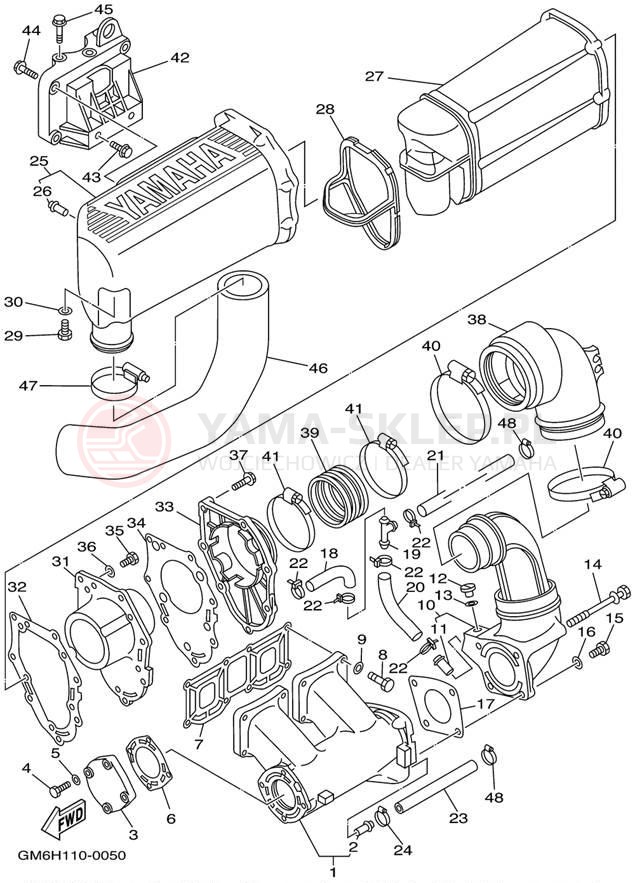 Schemat "wydech" do Yamaha SUPER JET SJ700AZ