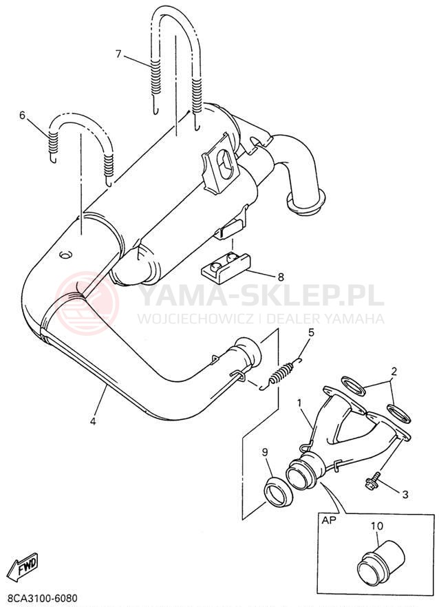 Schemat "Wydech końcowy" do Yamaha VMAX 600 VX600W