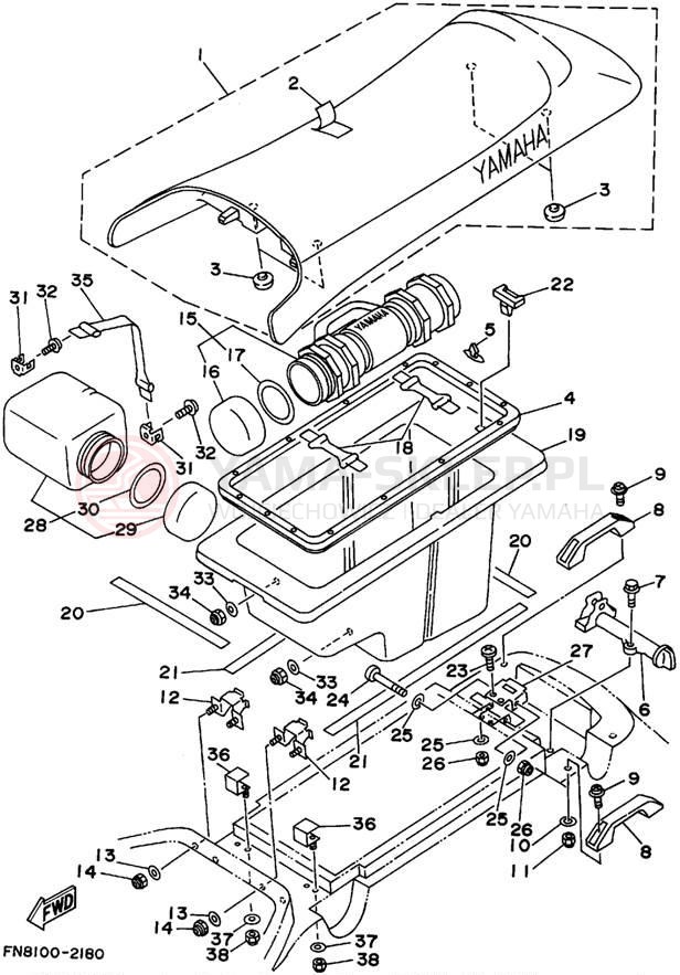 Schemat "Siedzenie - blokada" do Yamaha WAVE RUNNER VXR WRB650T