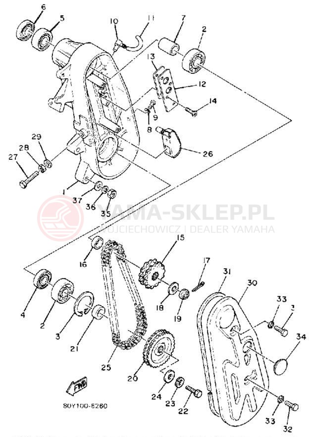 Schemat "Układ napędowy" do Yamaha EXCEL III EC340L