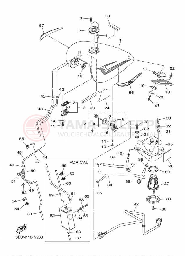 Schemat "zbiornik paliwa" do Yamaha V STAR 1300 XVS13AFCS/XVS13AFS
