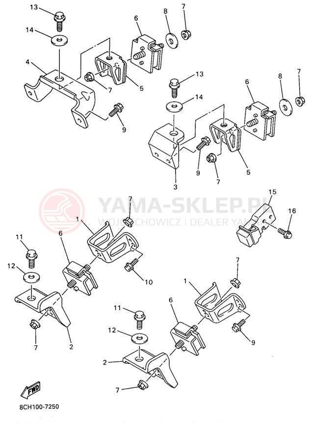 Schemat "Mocowanie silnika" do Yamaha VMAX 600 SX VX600SXA/VX700SXA