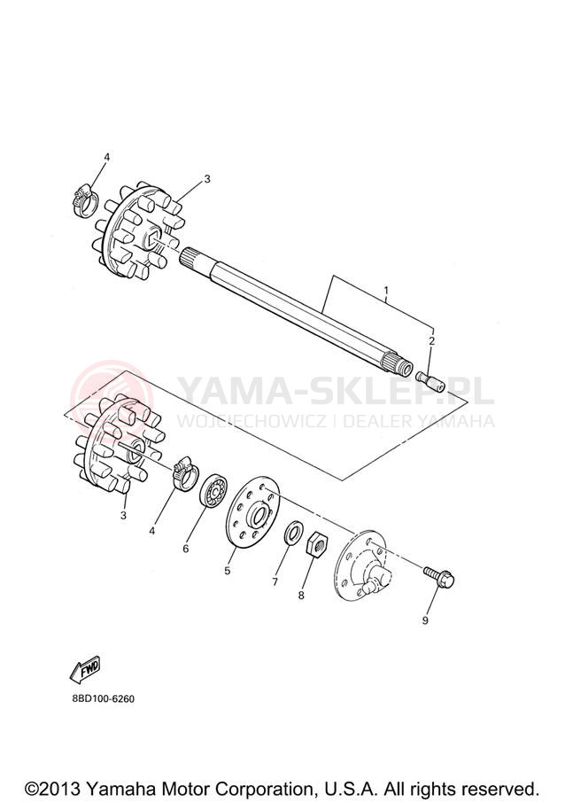 Schemat "Układ napędowy" do Yamaha BR250TX