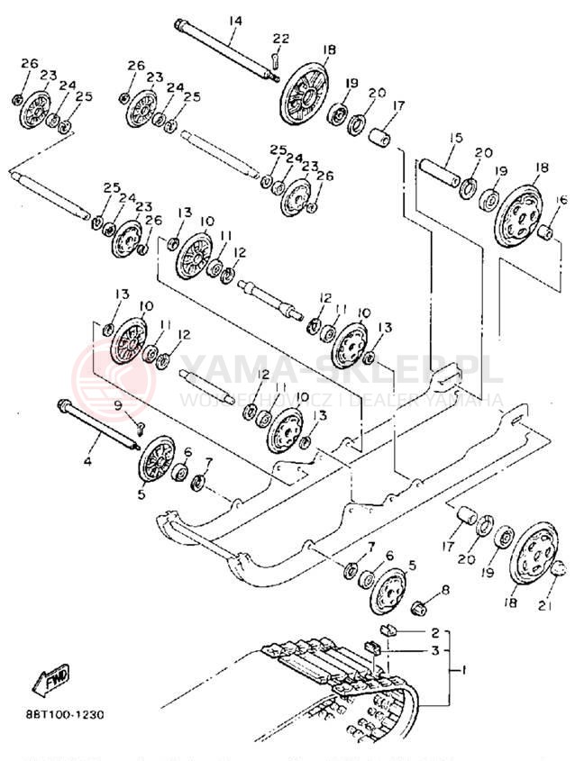 Schemat "Zawieszenie gąsiennicy" do Yamaha VENTURE XL VT480R
