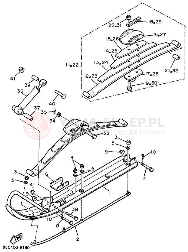 Schemat "płozy" do Yamaha BRAVO T (LONG TRACK) BR250TN