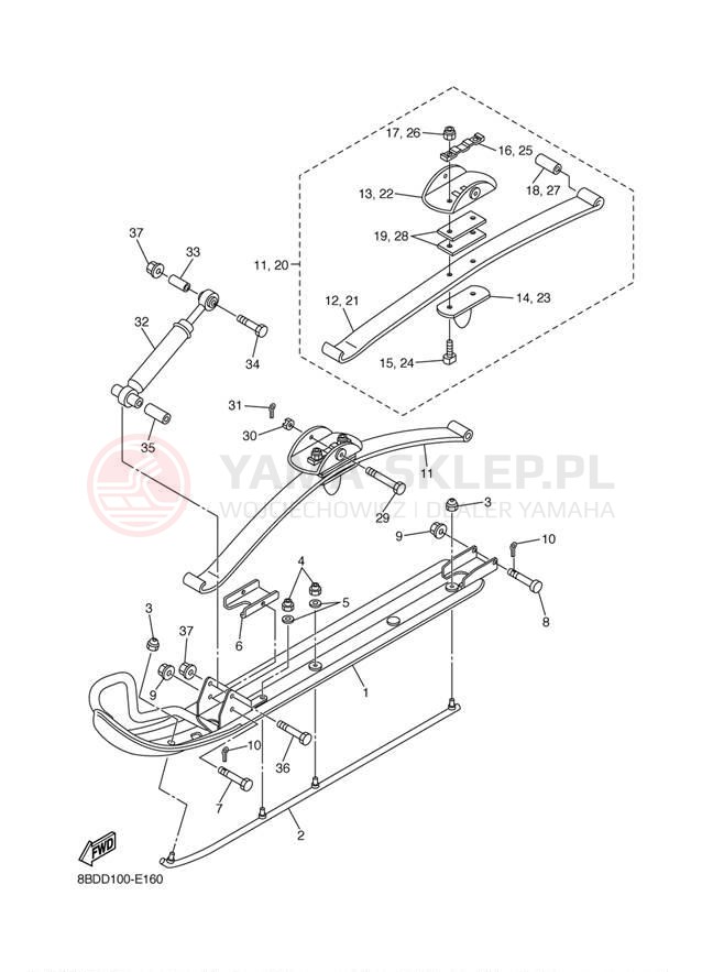 Schemat "płozy" do Yamaha BRAVO BR250TW