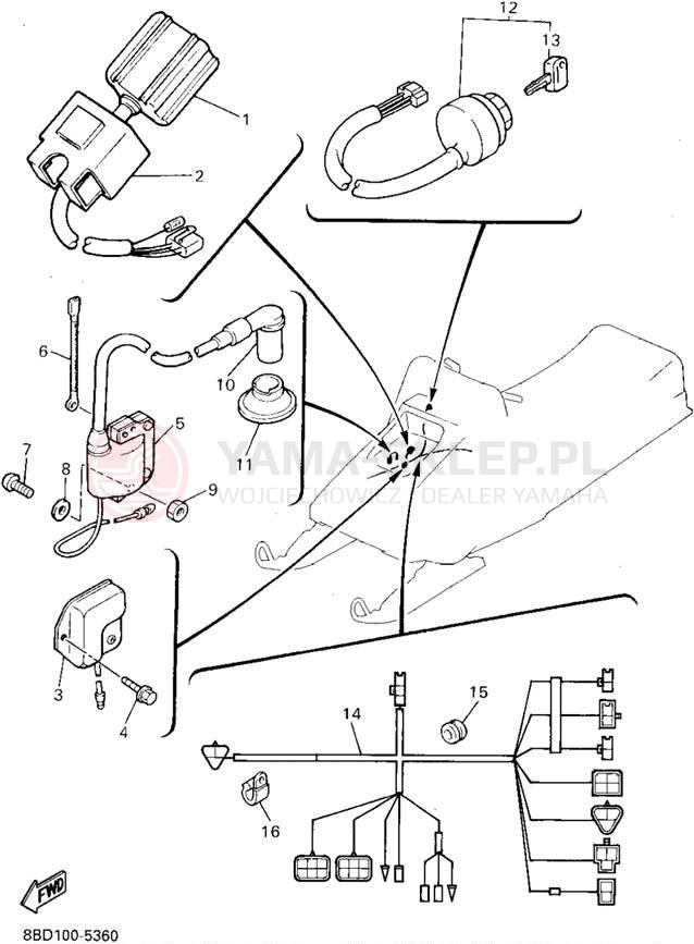 Schemat "układ elektryczny" do Yamaha BRAVO LT BR250TV