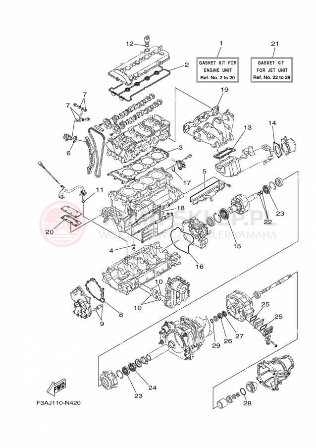Schemat "Zestaw naprawczy" do Yamaha AR190 RX1800AP/RX1800BP