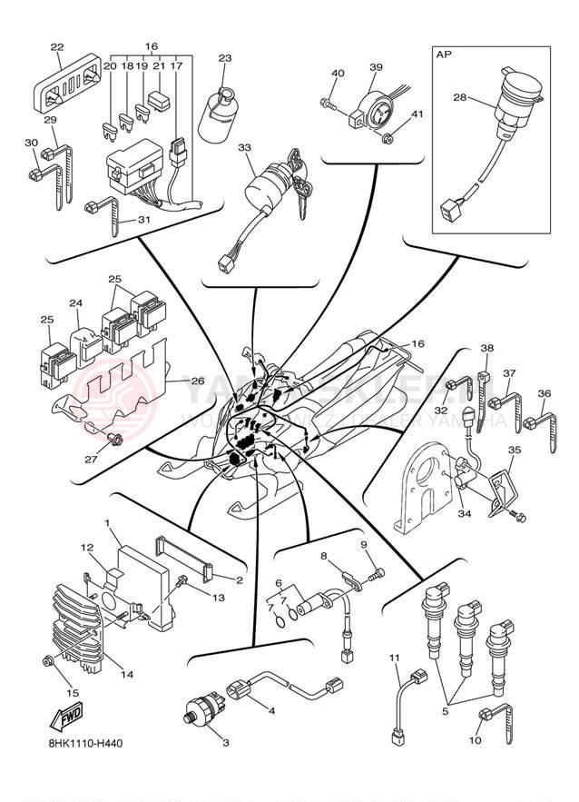 Schemat "układ elektryczny" do Yamaha FXNYTRO XTX FX10XTYL/FX10XTYW