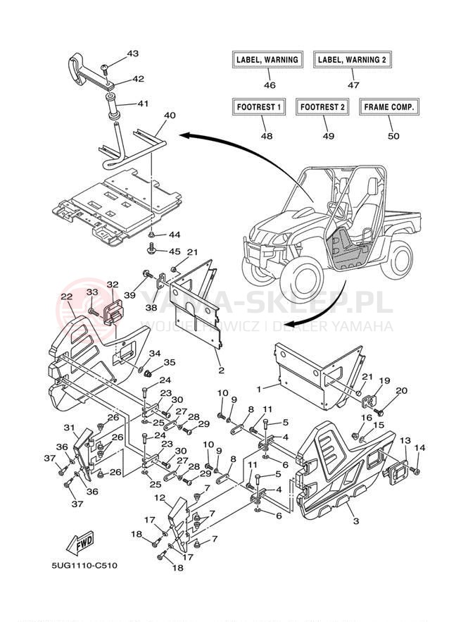 Schemat "WITH DOORS" do Yamaha RHINO 660 YXR66FW