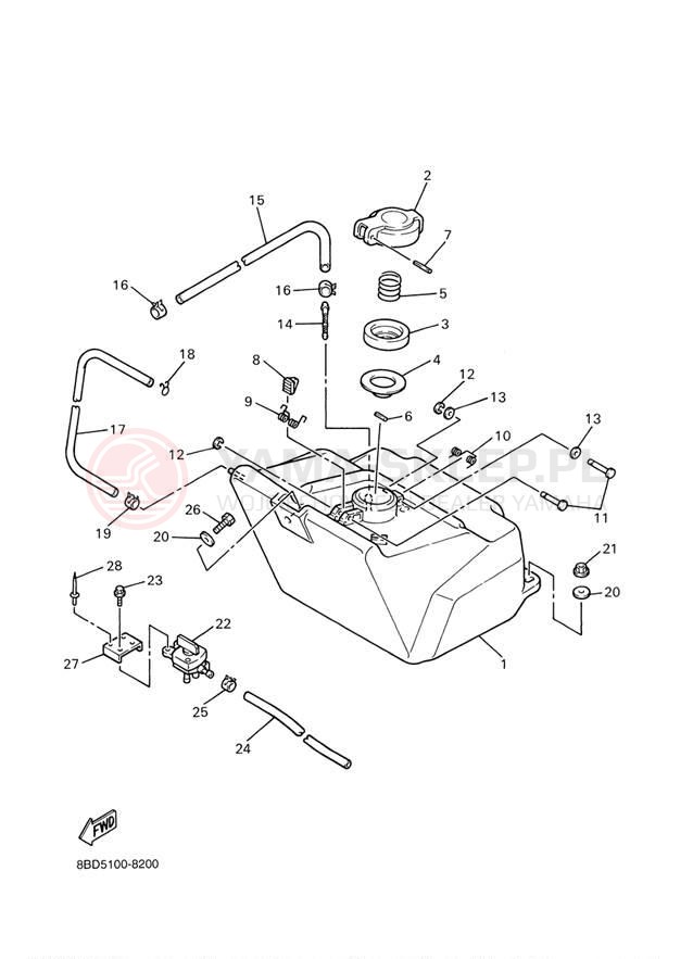 Schemat "zbiornik paliwa" do Yamaha BR250TF