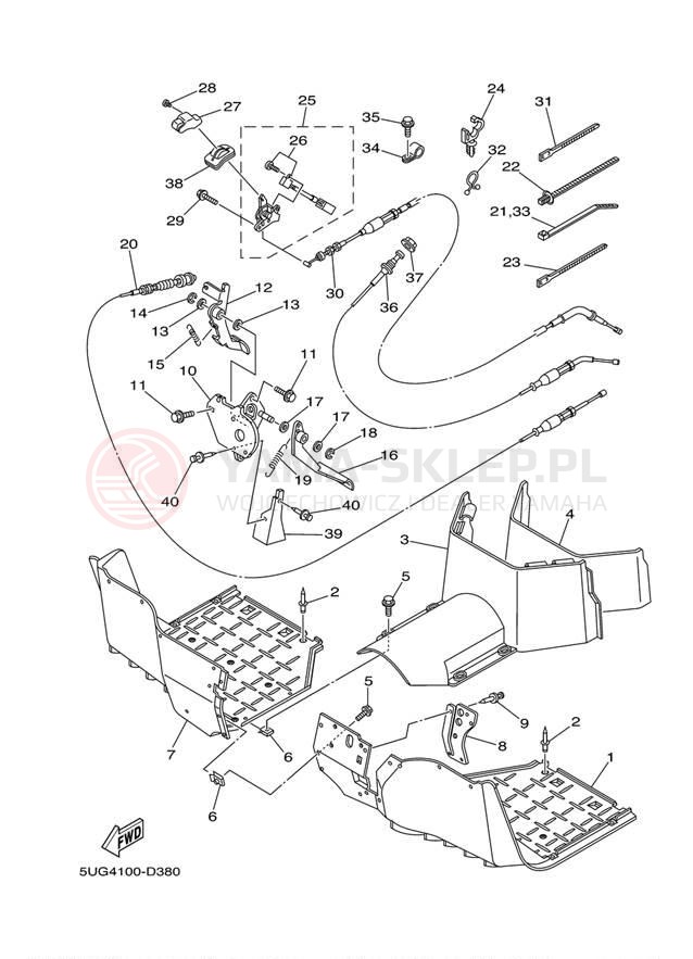 Schemat "Stopka postojowa i podnóżki" do Yamaha RHINO 660 YXR66FW