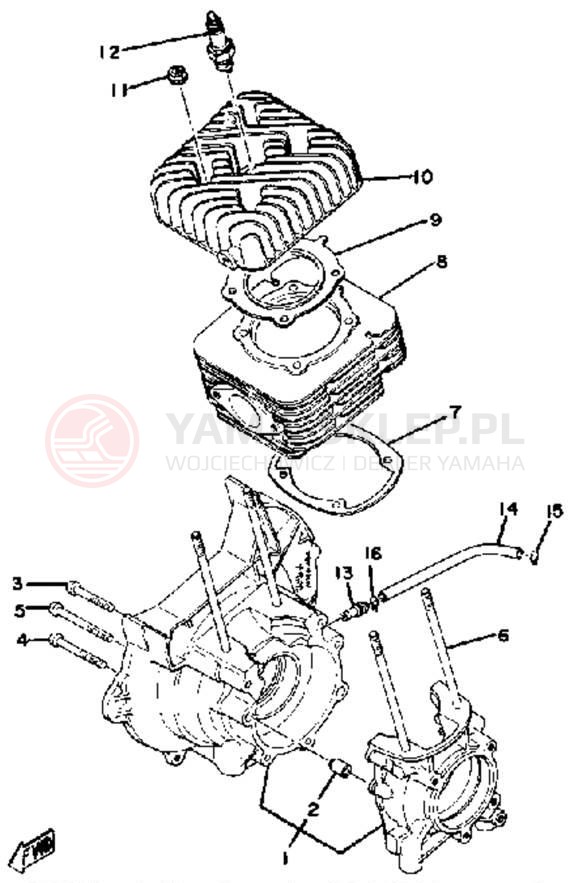 Schemat "Obudowa silnika - cylinder" do Yamaha ET250D