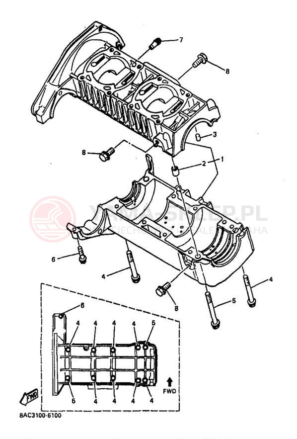 Schemat "Obudowa silnika" do Yamaha VK540 II VK540EB