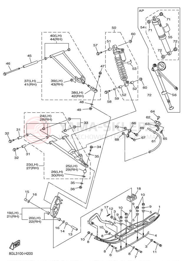 Schemat "płozy" do Yamaha FXNYTRO XTX FX10XTYL/FX10XTYW