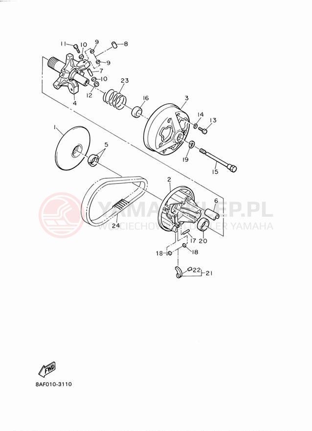 Schemat "PRIMARY SHEAVE" do Yamaha BR250TY