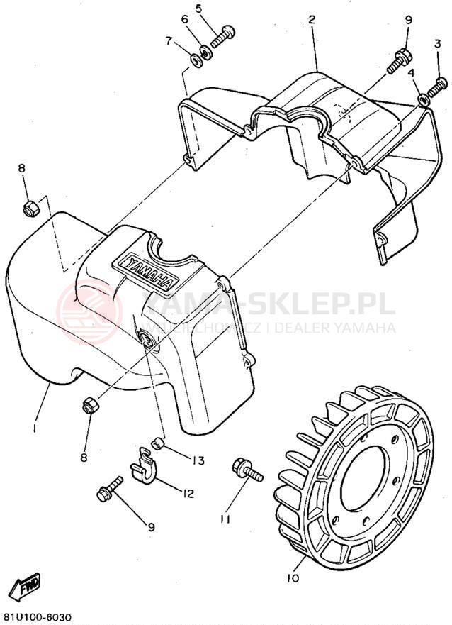 Schemat "Obudowa wentylatora" do Yamaha BRAVO LT BR250TV