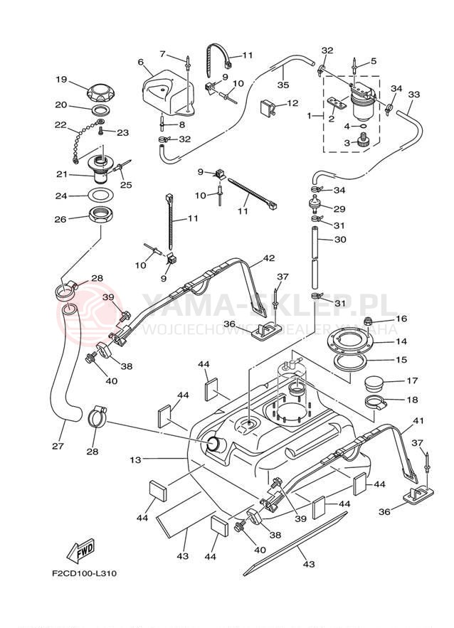 Schemat "zbiornik paliwa" do Yamaha WAVERUNNER FZR GX1800M